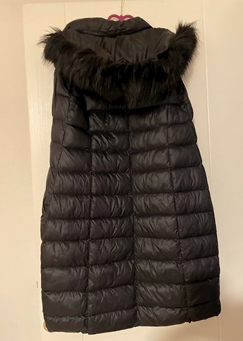 Siyah Midi Uzun Kadın Şişme Yelek - Görsel 3