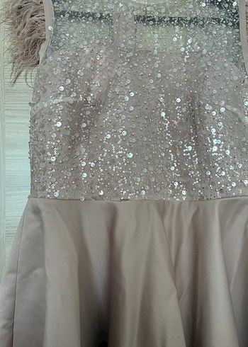 Pudra pembe Mini Şeffaf Detaylı Düğün Elbisesi - Görsel 4