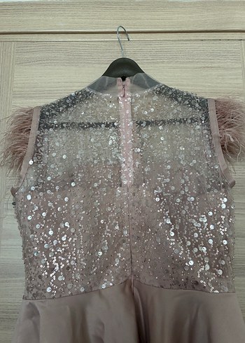 Pudra pembe Mini Şeffaf Detaylı Düğün Elbisesi - Görsel 2