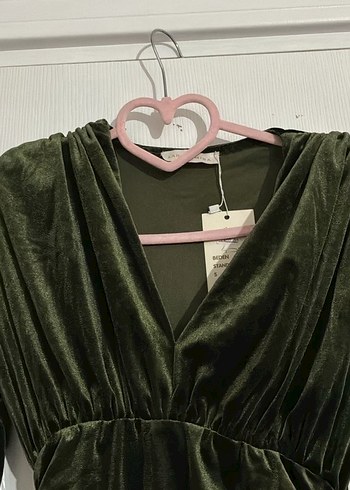 Drapeli V Yakalı Uzun Kollu Kadın Abiye Elbise - Görsel 3