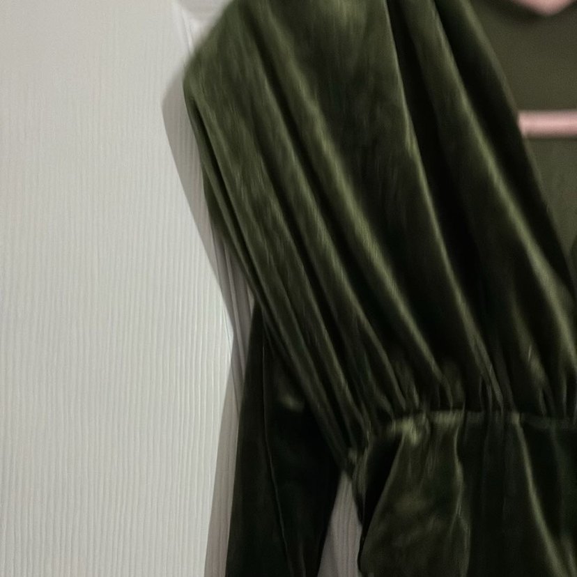 Drapeli V Yakalı Uzun Kollu Kadın Abiye Elbise - Görsel 2