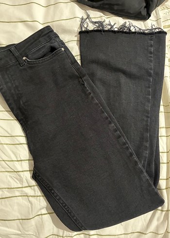 Siyah Midi Kadın Denim Pantolon - Görsel 2