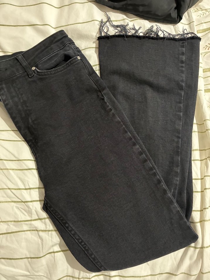 Siyah Midi Kadın Denim Pantolon - Görsel 2