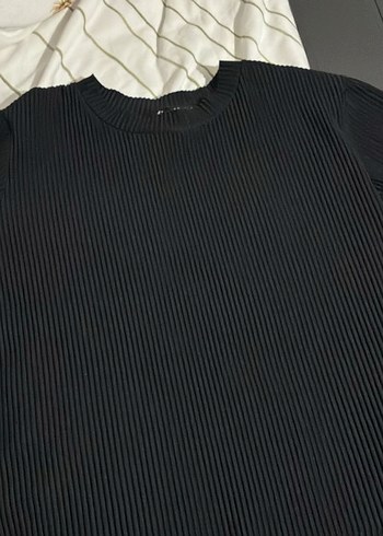 Kadın Siyah Piliseli Uzun Kollu tişört - Görsel 3
