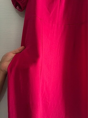 xl Beden pembe Renk Fuşya Uzun Elbise
