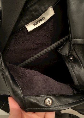 Düğmeli Siyah Deri Kadın Ceket - Görsel 4