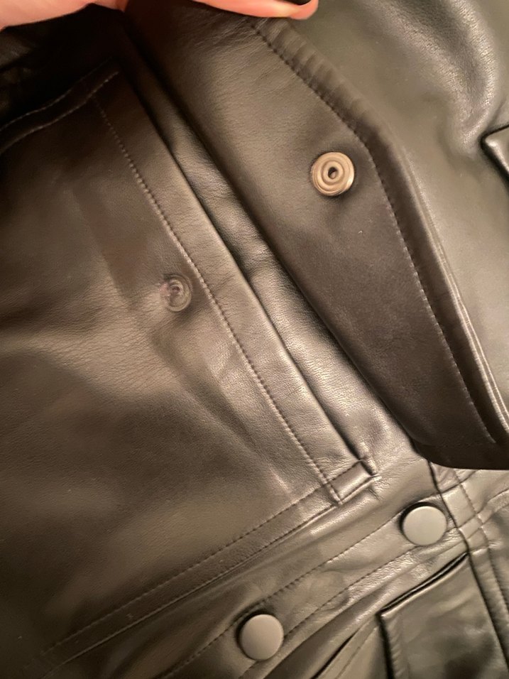 Düğmeli Siyah Deri Kadın Ceket - Görsel 5