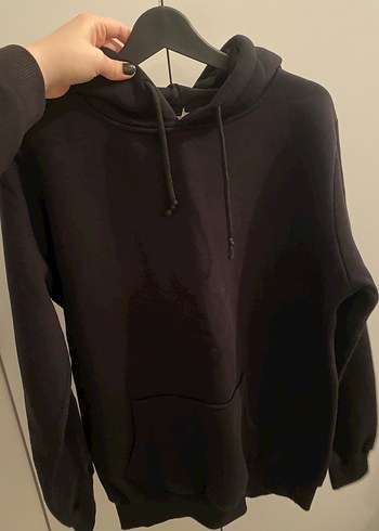 Siyah Kapüşonlu Rahat Kesim Sweatshirt - Görsel 3