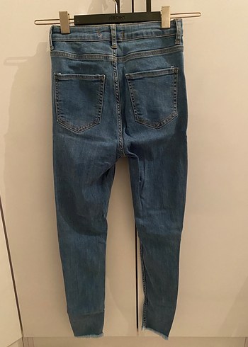 Kadın Mavi Kot Pantolon, Yırtık, Dar Kesim - Görsel 2