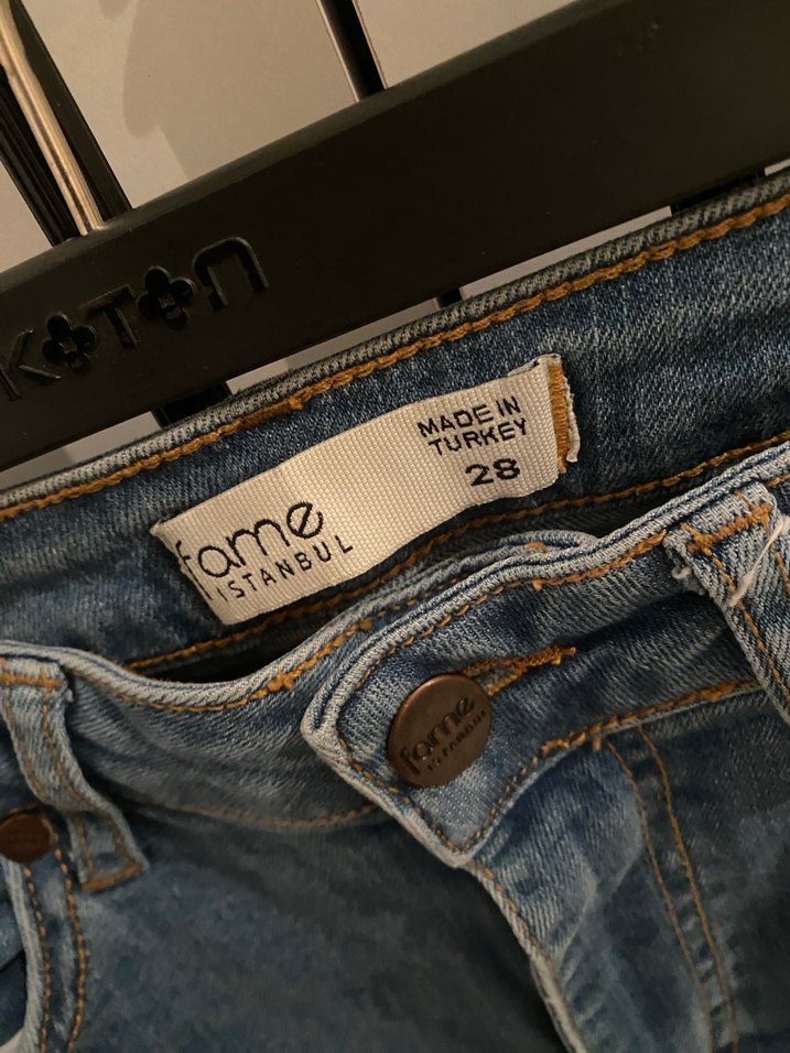 Kadın Mavi Kot Pantolon, Yırtık, Dar Kesim - Görsel 3