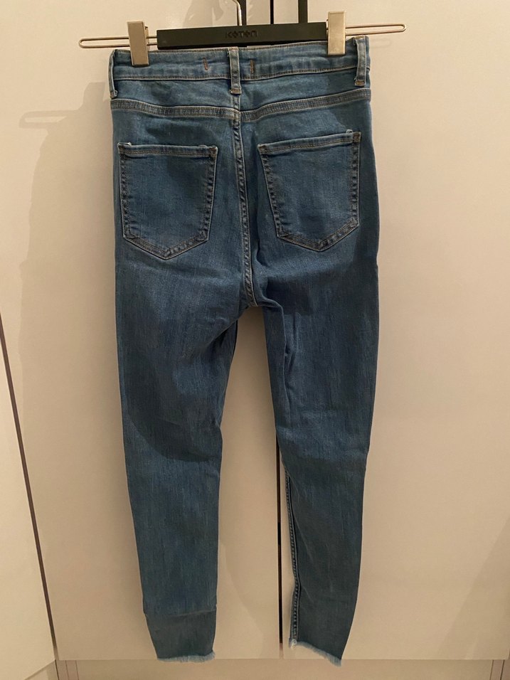 Kadın Mavi Kot Pantolon, Yırtık, Dar Kesim - Görsel 2