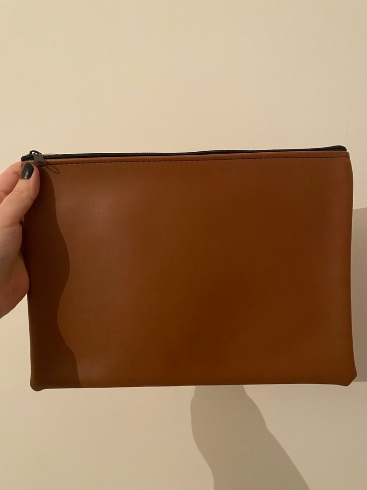 Bej Deri Kadın Portföy Çanta - Görsel 3