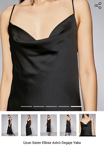 Siyah Saten Elbise - Görsel 3