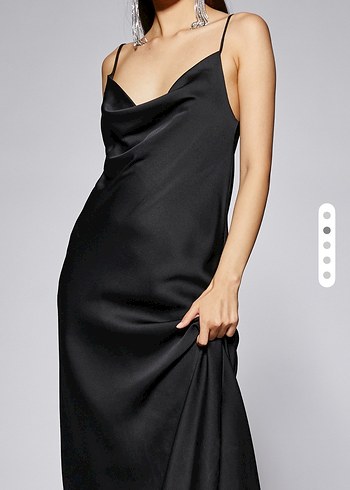 Siyah Saten Elbise - Görsel 2