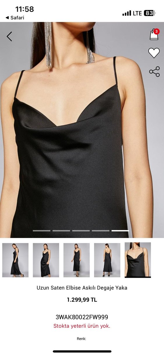 Siyah Saten Elbise - Görsel 3
