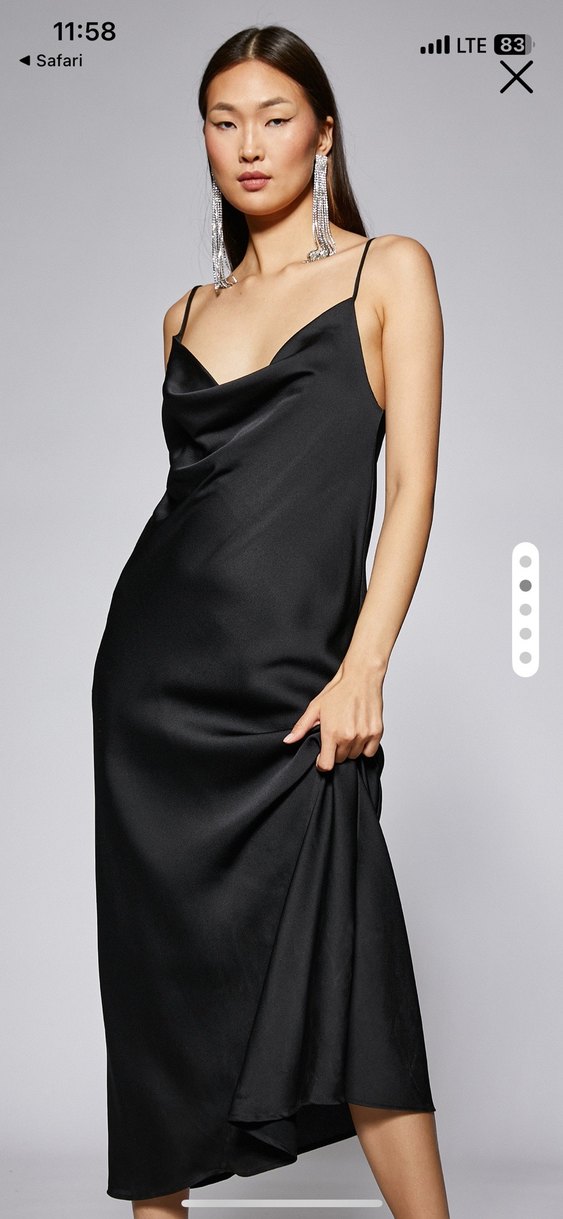 Siyah Saten Elbise - Görsel 2