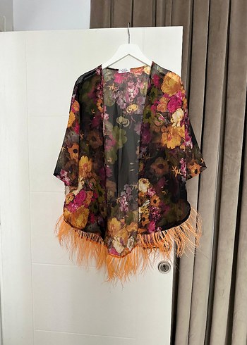 Diğer Vintage Bohem Cicekli Sifon Kimono