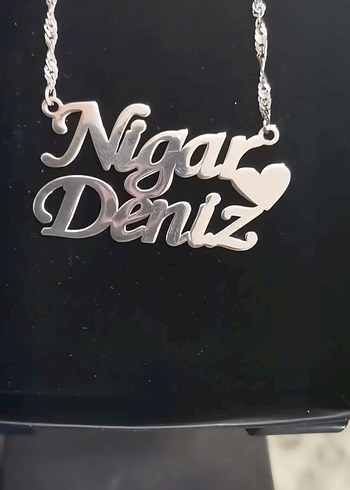Nigar Deniz İsimli Zincir Detaylı Uzun Kolye