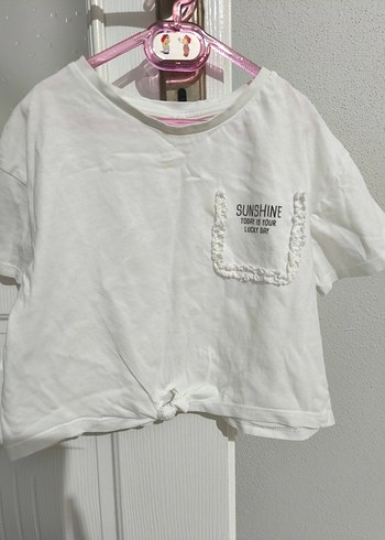 Kız Çocuk Beyaz Kısa Kollu Pamuklu Tişört - Görsel 2