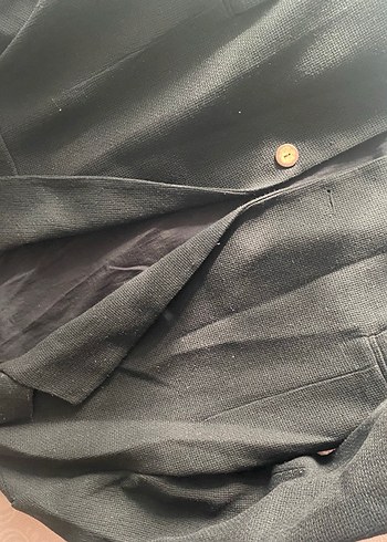 Kadın Siyah Klasik Kesim Keten Blazer - Görsel 6