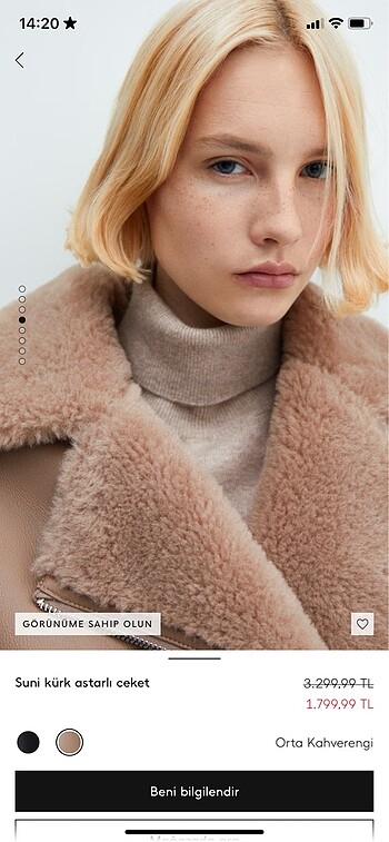 Mango suni kürk astarlı ceket - Görsel 6