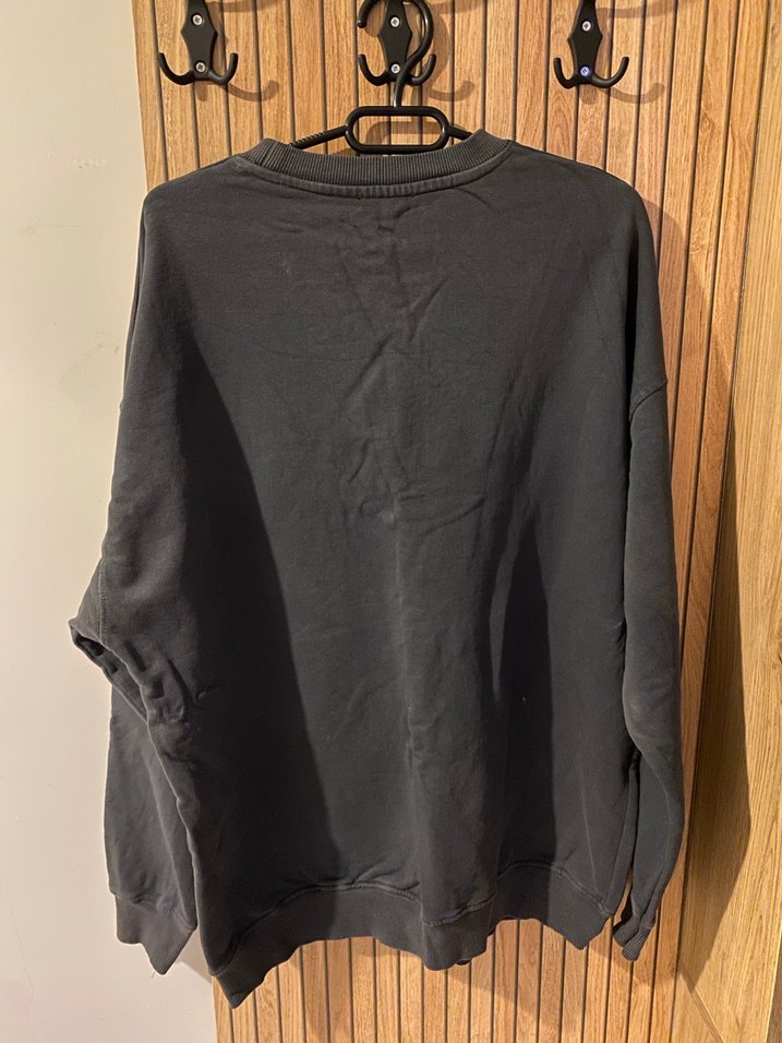 Gri Baskılı Uzun Kollu Kadın Sweatshirt - Görsel 2