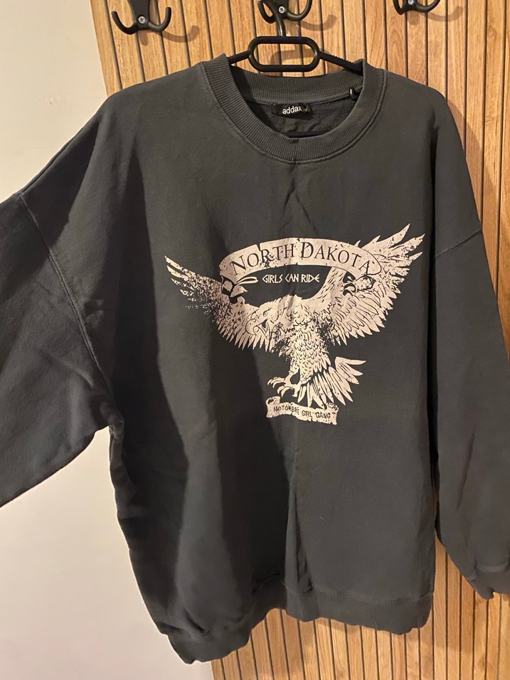 Gri Baskılı Uzun Kollu Kadın Sweatshirt - Görsel 3