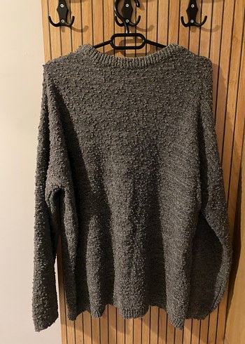 Gri Kadın Örgü Yün Kazak - Görsel 4