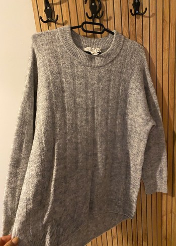 Gri Yün Triko Kadın Kazak - Görsel 2