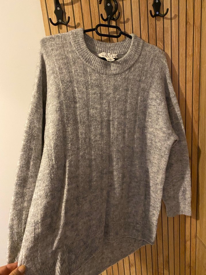 Gri Yün Triko Kadın Kazak - Görsel 2