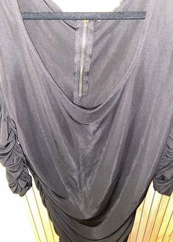 Drapeli Siyah Gotik Midi Elbise - Görsel 4