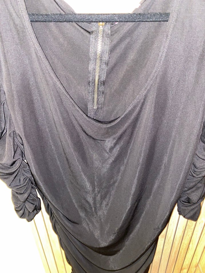 Drapeli Siyah Gotik Midi Elbise - Görsel 4