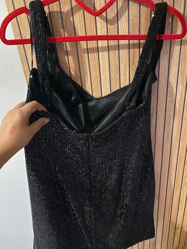 Koton Siyah Drapeli Mini Abiye Elbise - Görsel 5