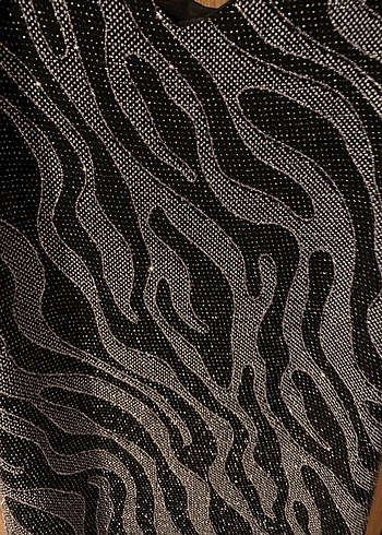 Zebra Desenli V Yaka Uzun Kadın Elbise - Görsel 5