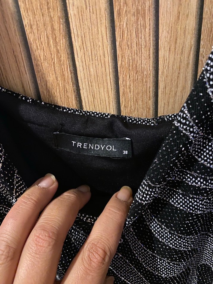 Zebra Desenli V Yaka Uzun Kadın Elbise - Görsel 3