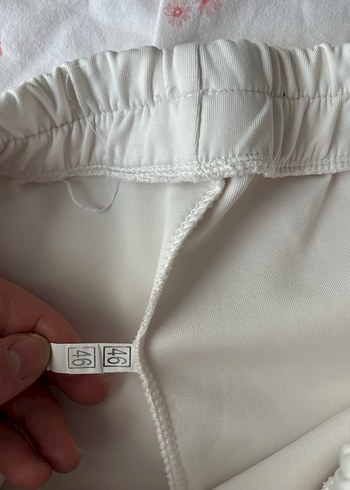 Beyaz Rahat Kesim Kadın Pantolon - Görsel 3