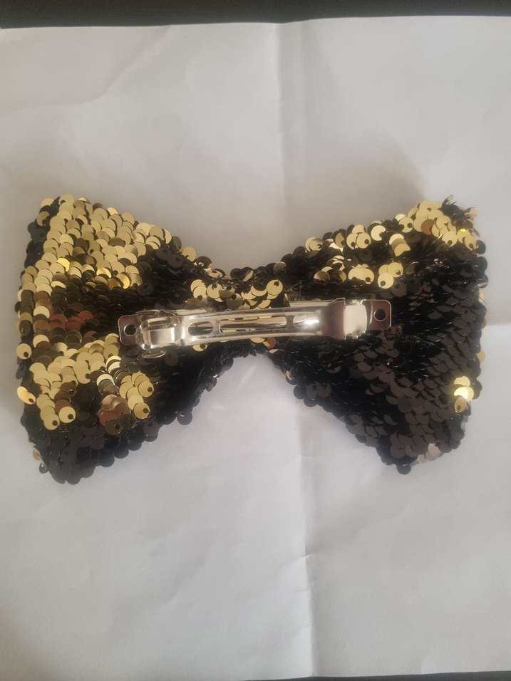 Altın Renkli Parlak Fiyonk Saç Aksesuarı - Görsel 2