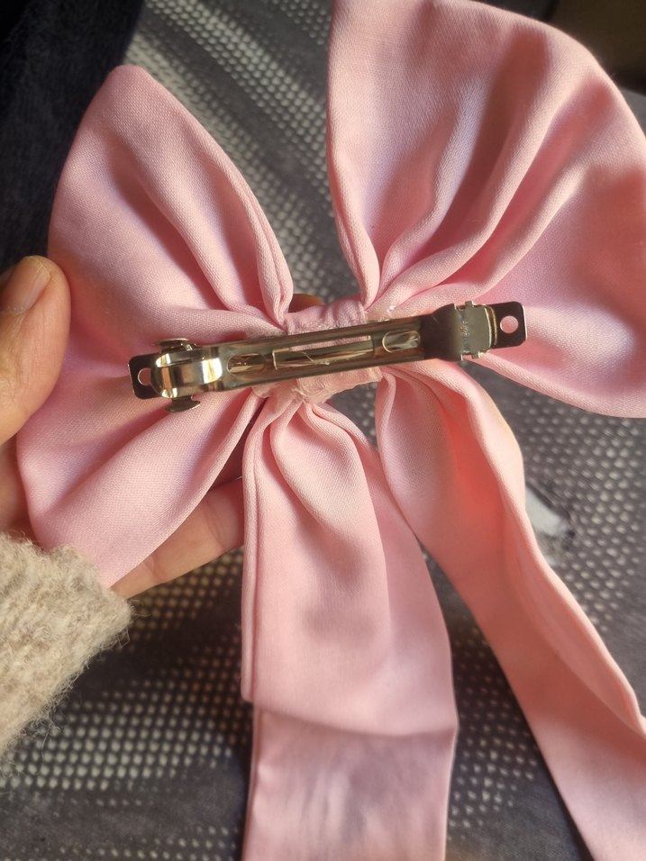 Pembe Saten Kurdele Saç Aksesuarı - Görsel 2