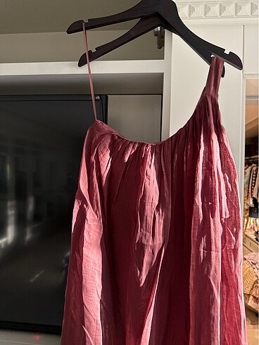 Massimo Dutti Tek omuz keten elbise