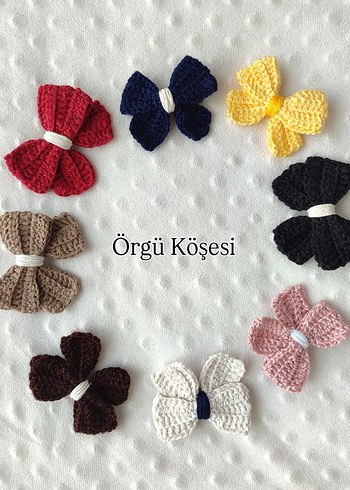 Renkli Örgü Kumaş Fiyonk Saç Tokaları