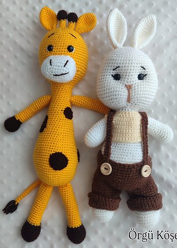 El Örgüsü Zürafa ve Tavşan Peluş Oyuncak