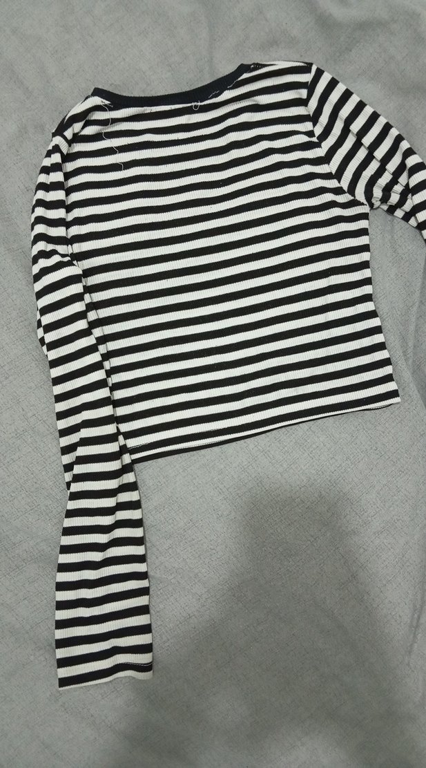 Kız Çocuk Uzun Kollu Çizgili Tişört - Görsel 4