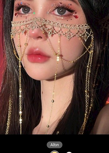 Altın Renkli Etnik Desenli Parlak Vücut Zinciri - Görsel 2