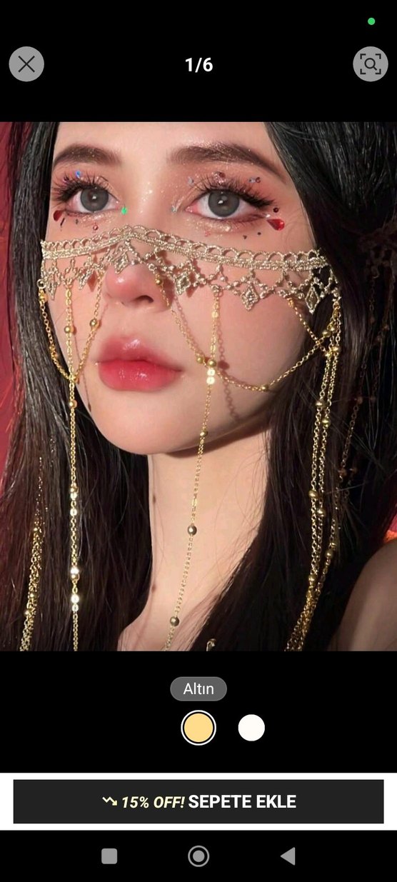 Altın Renkli Etnik Desenli Parlak Vücut Zinciri - Görsel 2