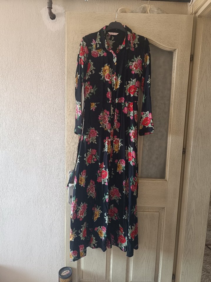 Çiçek Desenli Uzun Bohem Elbise - Görsel 3