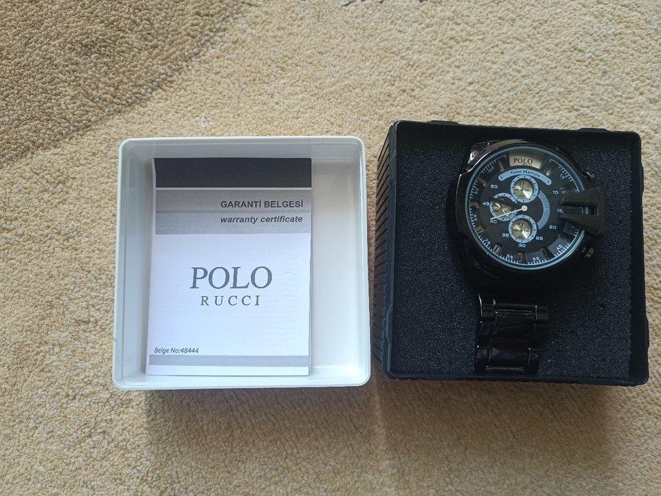 Siyah Erkek Polo Biker Tarzı Saat - Görsel 2