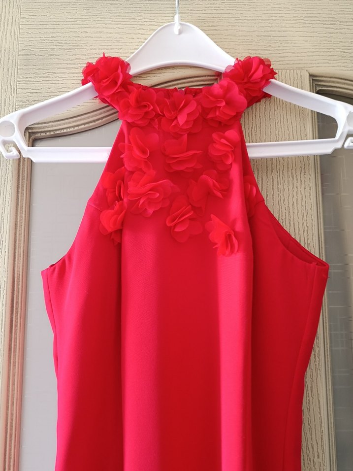 Kırmızı Uzun Abiye Elbise - Görsel 2