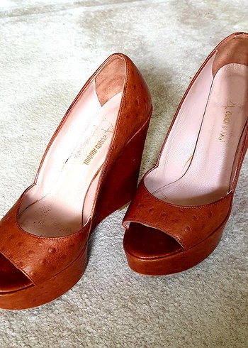 Taba rengi Dolgu Topuk Kadın Ayakkabı 38 numara - Görsel 7