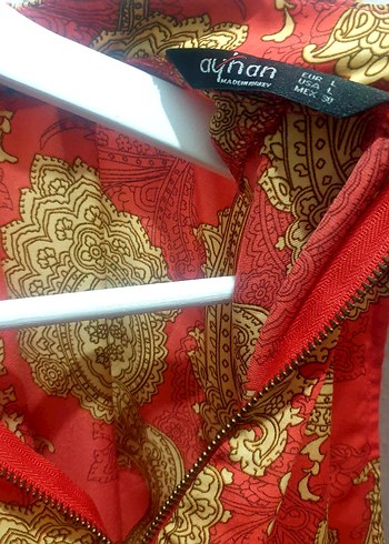 Ayhan Kırmızı Desenli kolsuz Kadın Bluz gömlek L beden - Görsel 7