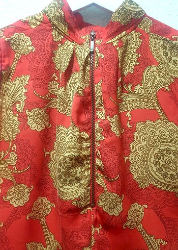 Ayhan Kırmızı Desenli kolsuz Kadın Bluz gömlek L beden - Görsel 6